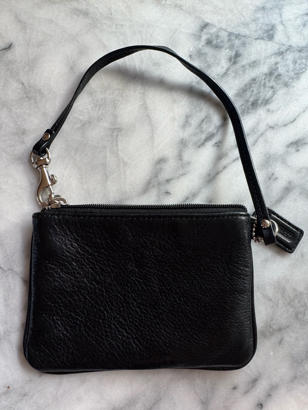 Coach Madison Black Pleated Leather Wristlet Pouch Purple Satin Lining EUC - Picture 5 of 5